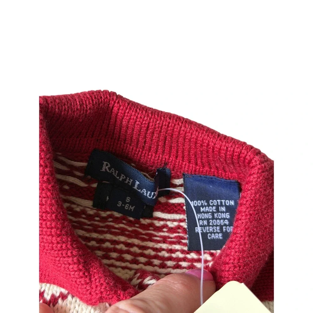 Ralph Lauren Baby‎ Fair Isle Footed Coverall Romper New Red 3-6M